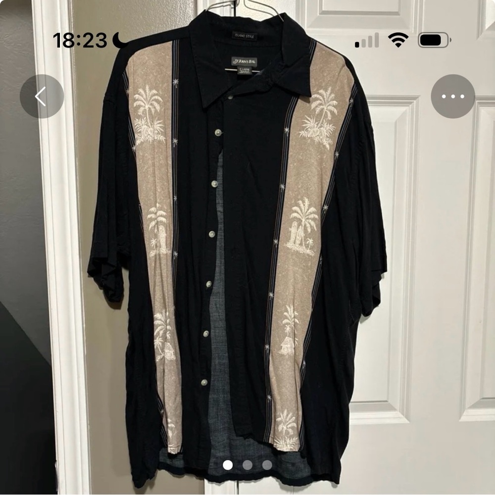 St. John's Bay Black Short-Sleeve Button-Up Shirt